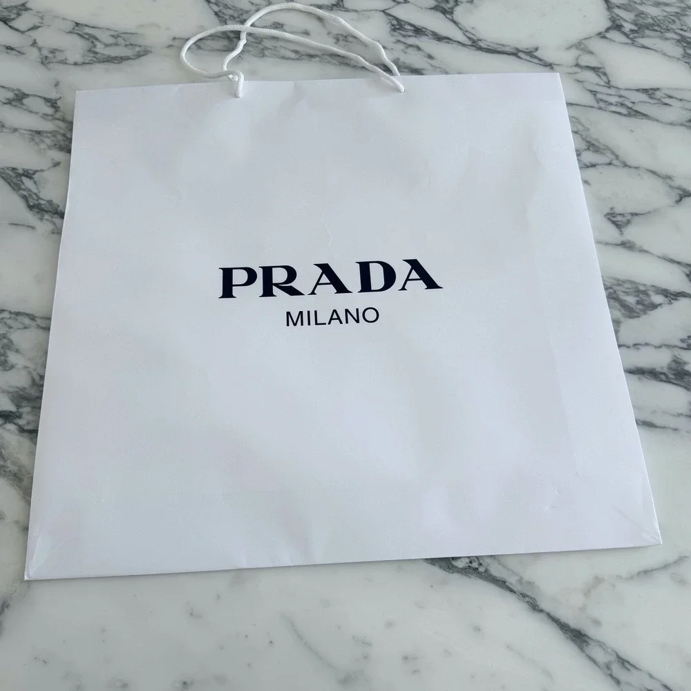 Prada Milano Large White Paper Shopping Gift Bag Rope Handles 23.5x22x5.5